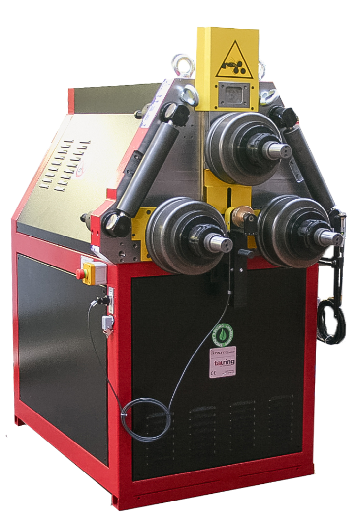 The new full electric DELTA 60 CNCI is a pyramidal profile bending machine with three driving rolls and variable interaxes. It is characterized by two independent operable axes, interpolated and driven by brushless servomotors and asynchronous motors with high performances. The interpolation is managed by an intelligent numerical control that authomatically adjust every transitions between different radii, guaranteeing the perfect symmetry of the bends. The application of the brushless servomotor allows to the new electric Delta 60 to reach excellent performances such as: Greater precision and repeatability. Where compared to the hydraulic system, it is 20 times more precise in terms of tolerance of positioning; Faster speed. Depending on the program, the bending cycle time can be reduced up to 60%. At the same time, the brushless equipment guarantee a smooth running at low speeds; Optimization of electricity consumption. Depending on the condition of use, the energy saving is between 60 and 80% compared to the hydraulic system; Lower maintenance compared to an hydraulic machine that requires periodically replacing of the oil and its disposal as a special waste. This new product is highly recommended for those who are looking for a very precise machine, with high repeatability of the results, perfect for windows and doors profiles, covers and greenhouses, as well as for those who bend several different profiles and look for a very versatile machine.